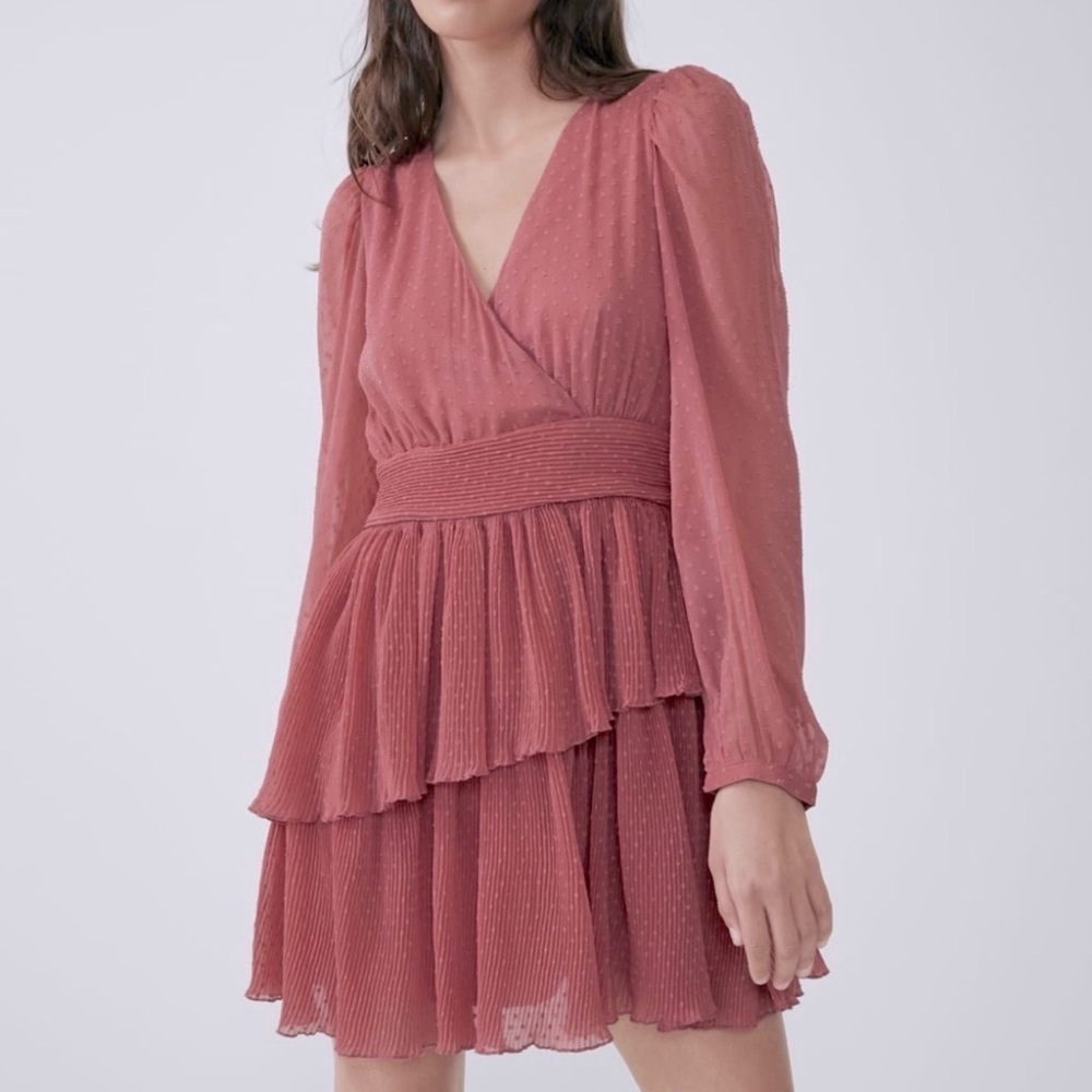 Zara Ruffled Swiss Dot Mini Dress